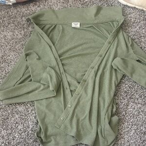 Abercrombie Green Ribbed Cardigan